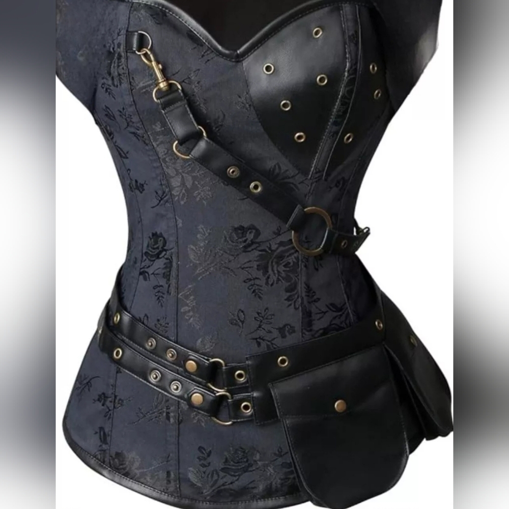 Charmian Women's Steampunk Spiral Steel Boned Vintage Retro Corset Tops Bustier